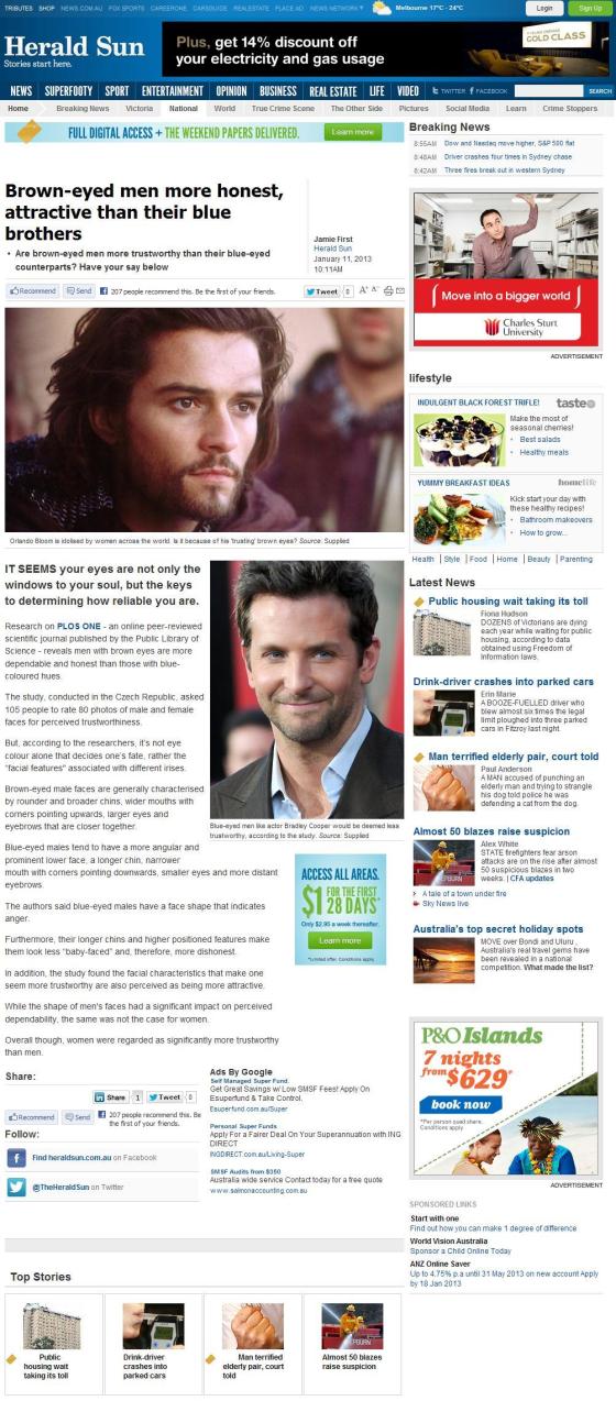 Herald Sun - Brown Eyes Article (Online)