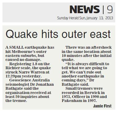 Herald Sun - Earthquake Article (Print) 2
