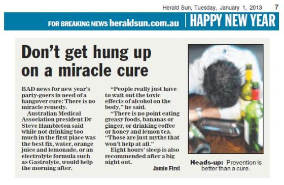 Herald Sun - Hangover Article (Print)