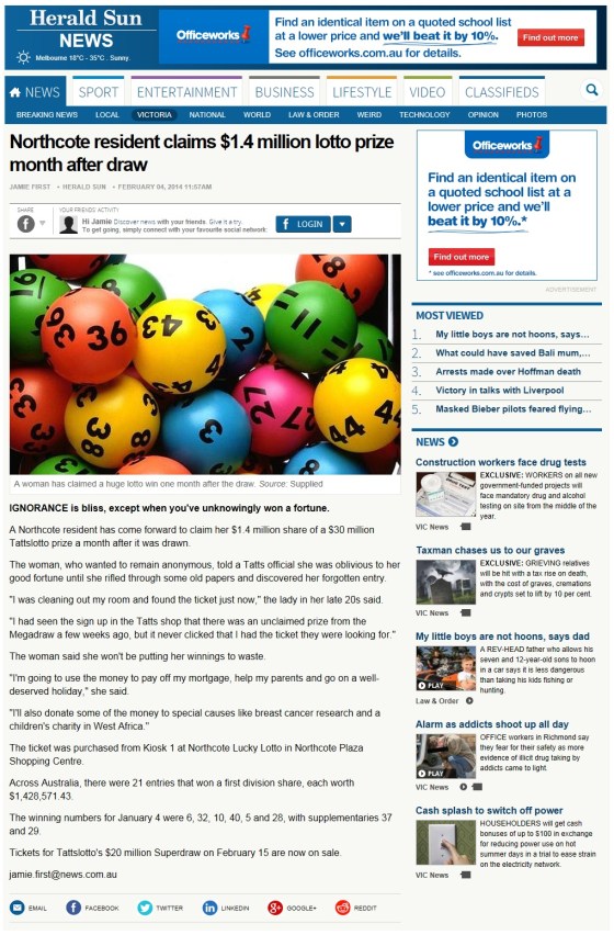 Delayed Tattslotto Winner